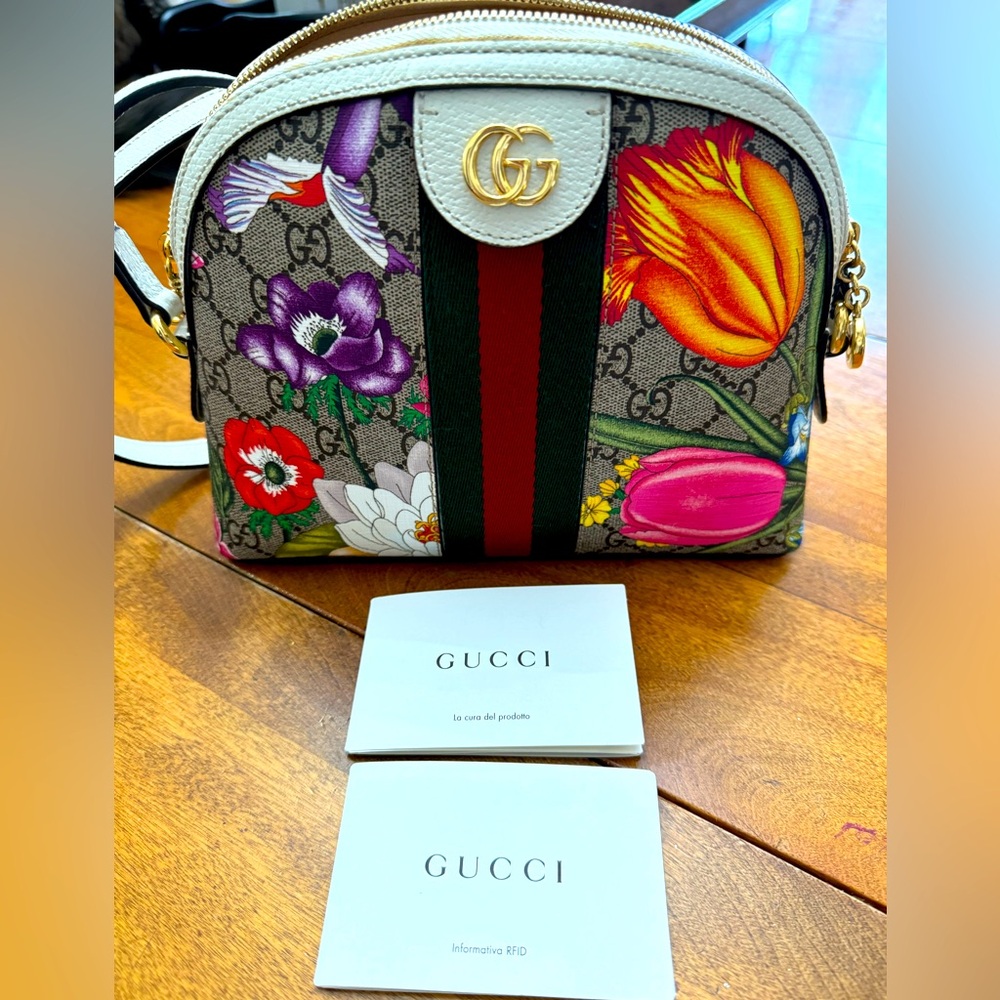 Brand new Gucci Floral Ophidia GG small shoulder bag. 
Retails at $1,995 +tax